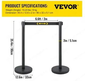 Vevor 6 Stück Personenleitsystem Absperrständer, Absperrbänder Bild 2