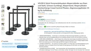 Vevor 6 Stück Personenleitsystem Absperrständer, Absperrbänder Bild 3