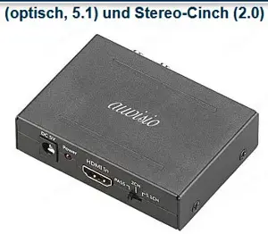 auvisio HDMI Audio Extractor: HDMI-Audio-Konverter zu TOSLINK (optisch, 5.1) und Stereo-Cinch (2.0) Bild 2
