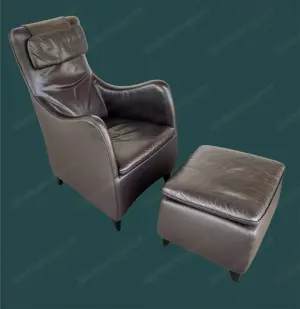 Sessel mit Ottomane Senta Echtleder von WITTMANN Design: Gerard van der Berg