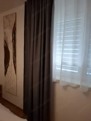 Vorhang - Store und Nachtvorhang Grau Raumhöhe und Festerhöhe Beige