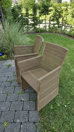 2 Stück Gartenstühle aus Rattan-Kunststoffgeflecht - gebraucht  Bild 2
