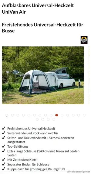 Aufblasbares Universal-Heckzelt für Busse