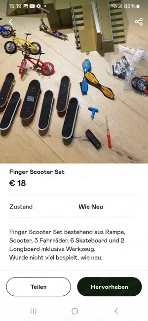 Fingerscooter Set mit Rampe