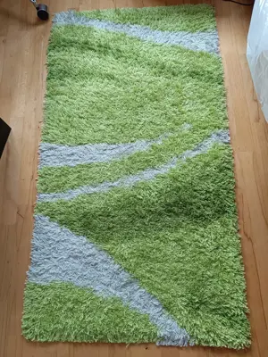 Vetkaufe Teppich Grün Weiss gemustert 