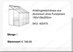 Gewächshaus Neu