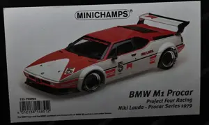 1:12 Niki Lauda BMW M1 Pro Car Gewinner 1979 Minichamps Modell mit Aufkleber - Zigarettenwerbung 