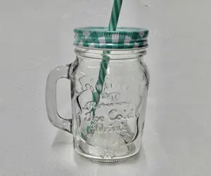 Trinkglas Set mit Deckel und Strohalm Glas Getränkeglas Outdoorglas Bild 5