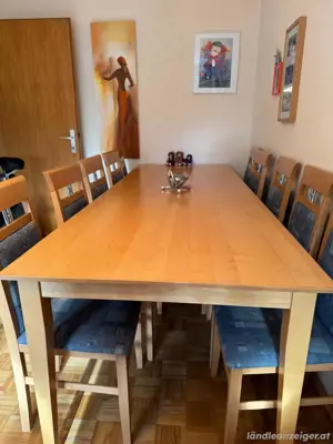 Großer Esstisch aus Vollholz mit 10 Stühlen zu verkaufen Bild 3