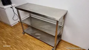 Servierwagen Rollwagen  Tisch Beistelltisch Garten tisch chromstahl Edelstahl 