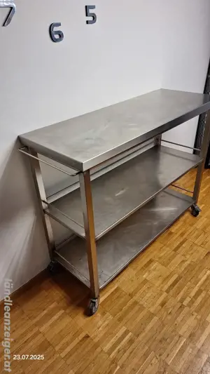 Servierwagen Rollwagen  Tisch Beistelltisch Garten tisch chromstahl Edelstahl 