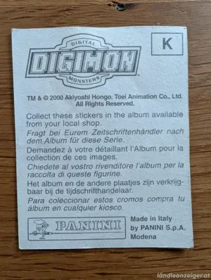 Digimon Sammelsticker Bild 2