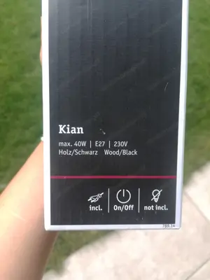 Wandleuchte 2 Stk., Holz Schwarz, E27 230V, dimmbar Bild 2