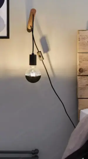 Wandleuchte 2 Stk., Holz Schwarz, E27 230V, dimmbar Bild 4