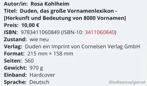 Duden, das grosse Vornamen Lexikon Bild 2