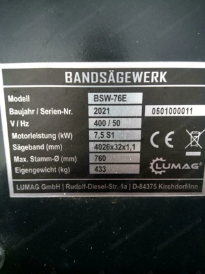 Blockbandsage BSW-76 Lumag Bild 3