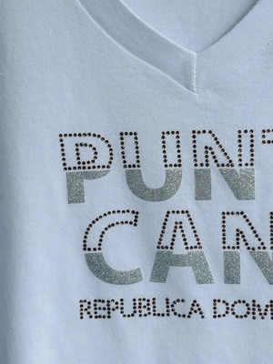 Weißes Damen Shirt mit Glitzer Aufdruck Bild 2