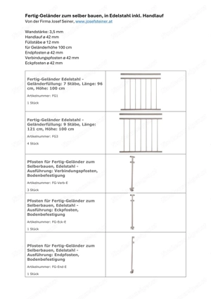 Fertig-Geländer zum selber bauen, in Edelstahl inkl. Handlauf Bild 2