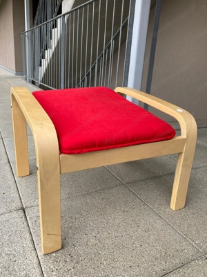 Hocker aus HOLZ, mit rotem Sitzkissten, neuwertig, frisch gereinigt Bild 3