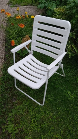 Camping Klappstuhl, Gartenstuhl, Stahlrohruntergestell beschichtet weiss, klappbar,