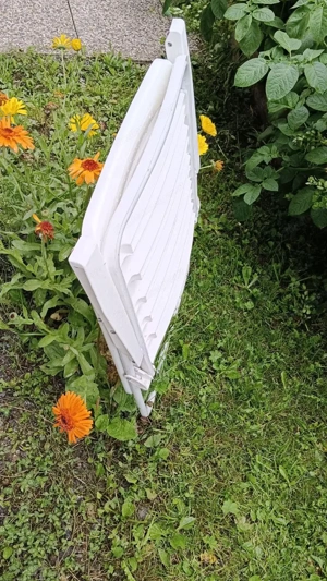 Camping Klappstuhl, Gartenstuhl, Stahlrohruntergestell beschichtet weiss, klappbar, Bild 2