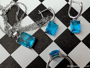 Schmuck Set silber blau Bild 2