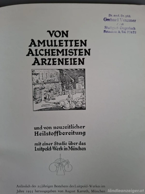 Buch Von Amuletten Alchimisten Arzneien 1935 Bild 2