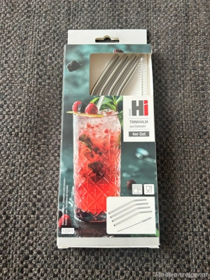 Edelstahl Trinkhalm 4er Set mit Reinigungsbürste