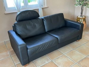 Marken Sofa in Glattleder schwarz Bild 2