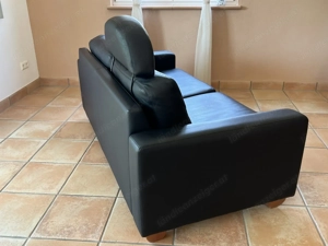 Marken Sofa in Glattleder schwarz Bild 3