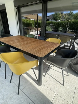 Gartenmöbel Set, Gartentisch mit 8 Stühlen + 8 Sitzpolster Bild 2