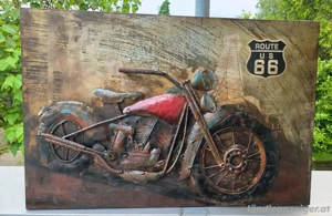 Metallbild, Bild, handgemalt, Motorrad Route 66, cool & verwegen Bild 2