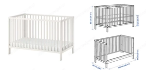 Baby Bett Gulliver Ikea 60x120cm, mit oder ohne Krummelur Matratze 8x60x120cm Bild 3