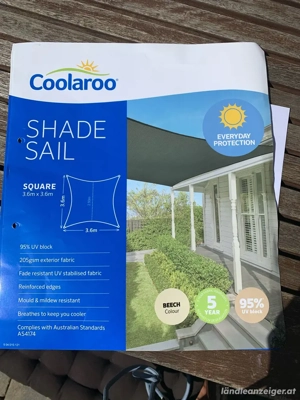 Sonnensegel quadratisch, 3,6m x 3,6m Bild 4