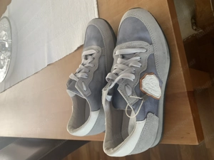 Sneaker Damen Leder Stoff Gr. 36 neu grau silber Bild 2