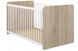 Gitterbett Babybett mit 3 Schlupfsprossen mit Lattenrost, Liegefläche 70 x 140 cm wie NEU