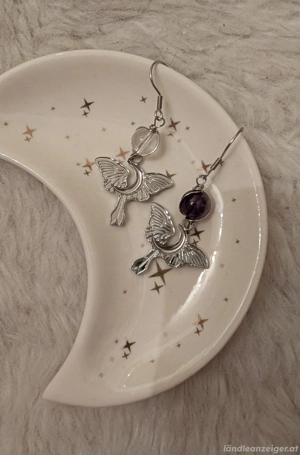 Ohrringe Silber Mond Flügel  Bild 2