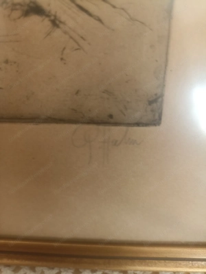 Orginal radierung Peter Halm  1854-1923 antik Bild 2