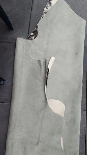 Kuh-Fell, echtes Leder, schwarz - weiß gefleckt,  für Boden,Wand, uvm. Bild 4