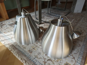 Hänge Pendelleuchte groß matt silber  Bild 3