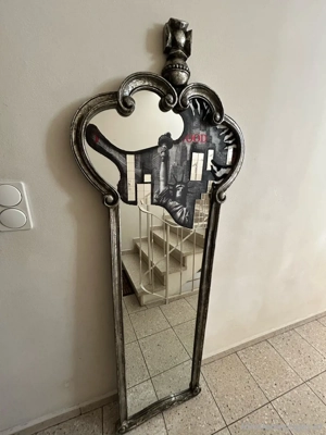  Antik Spiegel in schwarz  silber Unikat Bild 4