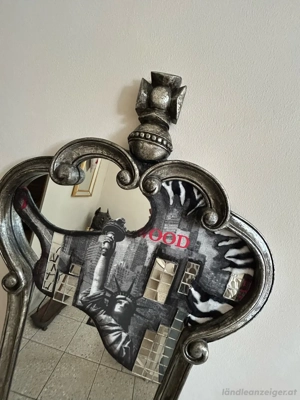  Antik Spiegel in schwarz  silber Unikat Bild 5