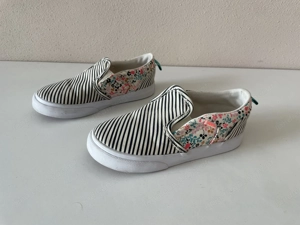 Vans Toddler Slip-On EU 26.5 beige mit Streifen und Blumenmuster Mädchen