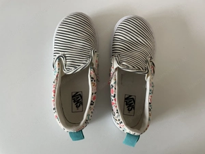 Vans Toddler Slip-On EU 26.5 beige mit Streifen und Blumenmuster Mädchen Bild 5
