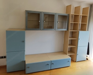 Wohnwand, Regalwand mit Glastüren