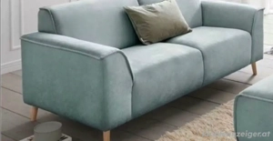 Designer Couch mint-farben mit Hocker  Bild 2
