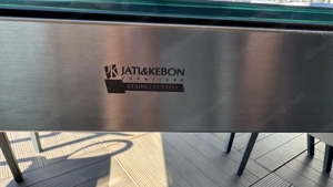 ausziehbarer Terrassentisch 100x220 (280)cm - Edelstahl mit 6 Stühlen