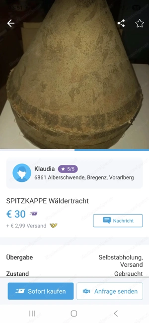 Spitzkappe Wäldertracht