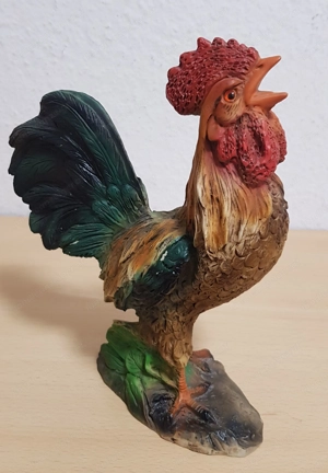 Deko-Figur bunter Hahn, Gockel, krähender Hahn, von Dipinto A Mano, Made in Italy, Hand bemalt, Poly Bild 3