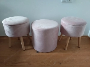 Hocker mit Samtüberzug, rosa, super für's Kinderzimmer